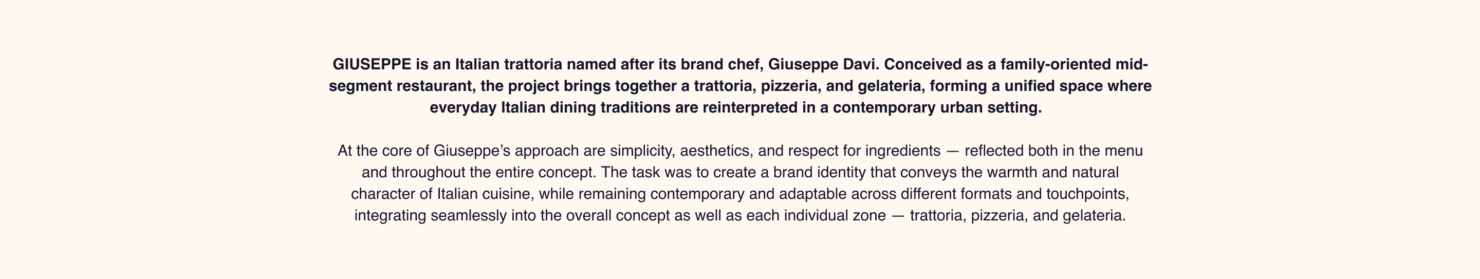 Giuseppe / Italian Trattoria project visual 2